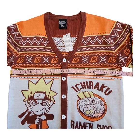 NEW Naruto Shippuden Men's Ichiraku Ramen Shop Ugly Christmas Sweater Cardigan M - Picture 5 of 16
